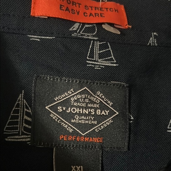 St. John's Bay Blue Casual Button Down Shirt Nautical Design - Picture 14 of 16